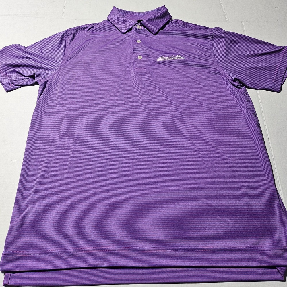 FootJoy Golf Polo Shirt Short Sleeve Collared Pinstriped Embroidered Mens Size L